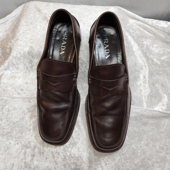 PRADA Leather Loafers Men's Prada Size 8.5 US 9.5 Made in Italy ๐ฎ๐น - Picture 2 of 8